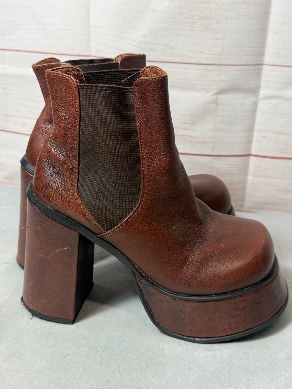 Shock Vintage 70's Inspired Platform Shoes Brown Women's Size EU 37 US 6.5-7
